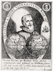Portret van Oliver Noort (1558-1627) op de leeftijd van 42 door Flemish School