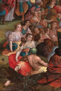 Prediking van Johannes in de woestijn door Flemish School
