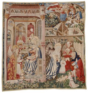 Tapijt met de aankondiging en de geboorte van Christus, Tournai door Flemish School