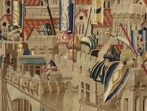 Wandtapijt met de veroveringen van koning Alfons V van Portugal (Conquistas de Alfonso V de Portugal), Tournai. Detail