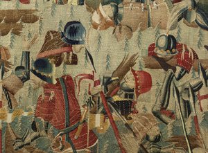 Tapijt met de veroveringen van koning Alfonso V van Portugal (Conquistas de Alfonso V de Portugal), Tournai (detail) door Flemish School