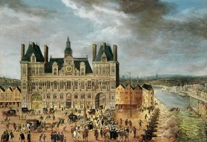 Het stadhuis, Place de Greve door Flemish School