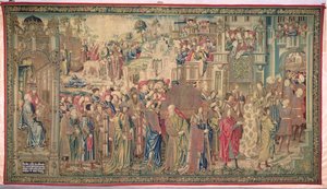 Transport van de Ark van het Verbond, Wandtapijt van David en Bathseba, ca. 1510-15 door Flemish School