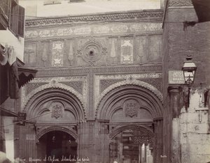 Caire. Moskee el-Arhar, details van de deur, 1870s door Félix Bonfils