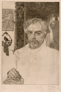Portret van Edmond de Goncourt door Félix Henri Bracquemond