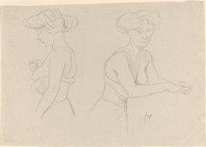 Twee Studies van een Vrouw die Zich Kleedt door Félix Vallotton