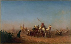 Karavaan op de weg naar Mekka, tussen 1880 en 1885 door Félix Ziem