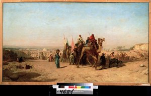 Karavaan. Schilderij van Felix Francois Ziem (1821-1911)