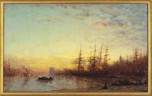 De haven van Marseille bij zonsondergang, tussen 1890 en 1895