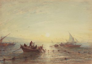 Tonijnvissen bij zonsopgang voor de kust bij Marseille
