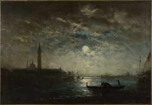Venetië en de Campanile in het maanlicht door Félix Ziem