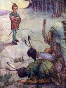 Indianen groeten Peter Pan, als Grote Witte Vader