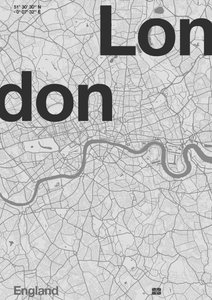 Londen Minimalistische Kaart door Florent Bodart