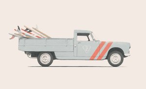 Pick-up auto met surfplanken door Florent Bodart