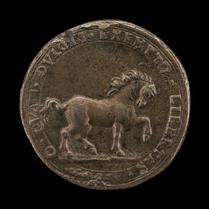 Paard dat de aarde schraapt, ca. 1545 (gegoten niet-zilver) (achterkant van 6240388) door Florentine School