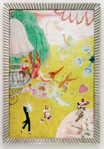 Liefdesvlucht van een roze hart van snoepjes door Florine Stettheimer