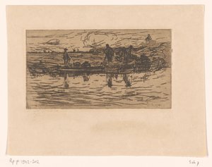 Landschap met twee figuren aan het water door Floris Verster