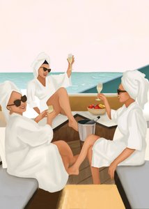 Ontspanning op een jacht met champagne