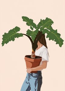 Vrouw met plant in haar handen