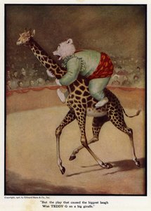 Maar het toneelstuk dat de grootste lach veroorzaakte was Teddy - G op een grote giraffe