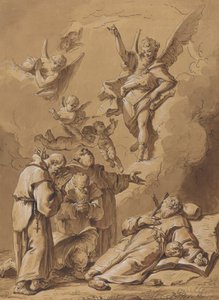Dood van een heilige monnik door Follower of Francesco Fontebasso
