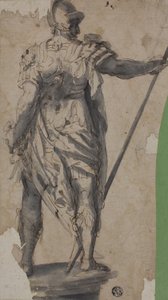 Standbeeld van een staande krijger, van achteren door Follower of Francesco Salviati