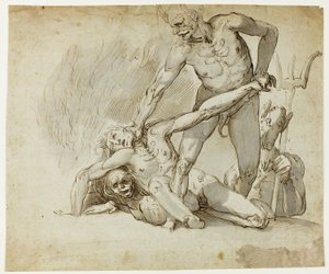 De verdoemden in de hel door Follower of John Hamilton Mortimer