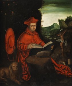 Kardinaal Albrecht von Brandenburg als de kerkvader Hiëronymus
