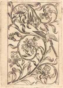 Wijnrank Ornament met Twee Vogels door Follower of Master of the Playing Cards