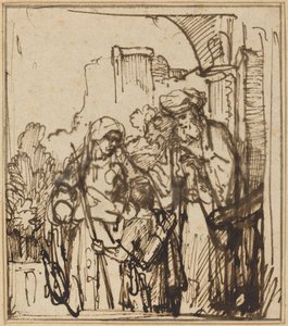 Het Wegsturen van Hagar door Follower of Rembrandt van Rijn