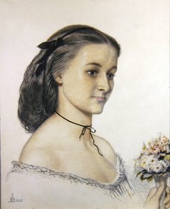 Portret van Miss Louie Jones door Ford Madox Brown