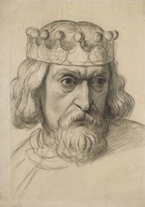 De geest van gerechtigheid - Studie voor het hoofd van een raadsman door Ford Madox Brown