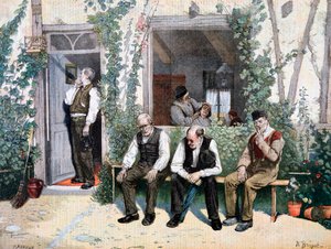 Bij de kapper, 1895 door Fortuné Méaulle