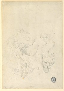 Tekening, Thetis en Cupido drijvende vis, ca. 1820
