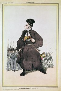 Karikatuur van Baron Pasquier als Redder van Frankrijk