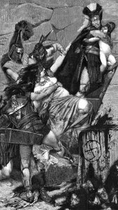 Andromaque: detail van een gravure (1883) door Meaulle naar een schilderij van Georges Antoine Rochegrosse