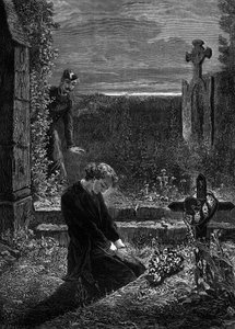 Illustratie voor roman "Les Misérables" door Victor Hugo (3e deel: Marius), gravure door Meaulle: Marius door Fortune Louis Meaulle