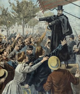 Paul deroulede tijdens een demonstratie in parijs in 1898 (gravure) door Fortune Louis Meaulle