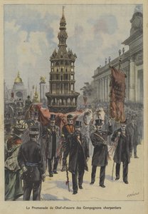 Processie van het meesterwerk van het Genootschap van Timmerlieden door Fortune Louis Meaulle