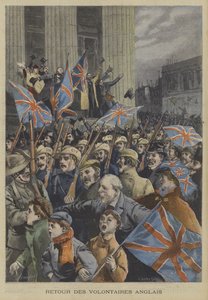 Soldaten van de City of London Imperial Volunteers marcheren door Londen na hun terugkeer uit de Boerenoorlog door Fortune Louis Meaulle