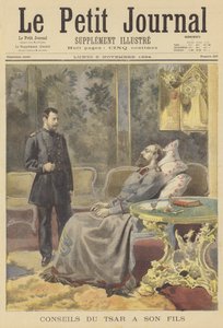 De stervende tsaar Alexander III van Rusland geeft advies aan zijn zoon door Fortune Louis Meaulle