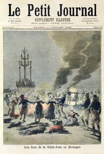 Vreugdevuren aangestoken om de zomerzonnewende te vieren in Bretagne, voorpagina van 
