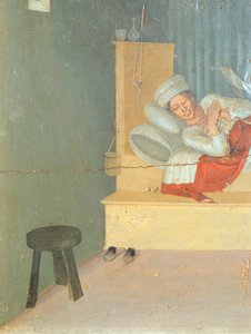 Genezing van diaken Justinianus, predella-afbeeldingen die het verhaal van Sint Cosmas en Sint Damianus van het San Marco Altaarstuk door Giovanni da Fiesole bekend als Fra Angelico (detail)