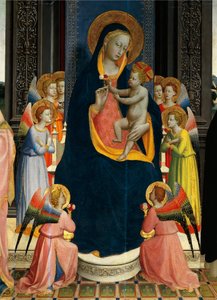 Madonna en Kind op de Troon met Heiligen door Giovanni da Fiesole bekend als Fra Angelico (1400-circa 1455), tempera op hout, detail