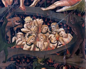 Het laatste oordeel: Hel (tempera op hout)