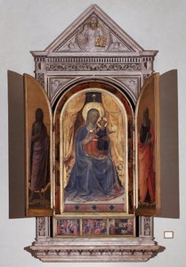 Maagd met kind. Open Tabernakel van de Linaioli door Fra  Angelico
