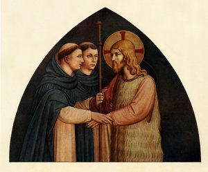 Christus als pelgrim ontmoet door twee Dominicanen, 15e eeuw, ca. 1909