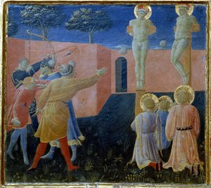 Kruisiging en steniging van Sint Cosme door Fra Angelico