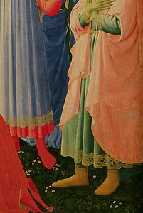 (detail) Altaarstuk van Santa Trinita, lijst en pinakels door Lorenzo Monaco door Fra Angelico