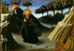 St. Antonius Abt ontwijkt de massa goud, 1430s door Fra Angelico